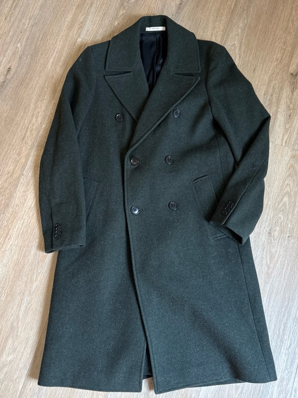 Club Monaco Men's Double-Breasted Wool Overcoat - Dark Green 36